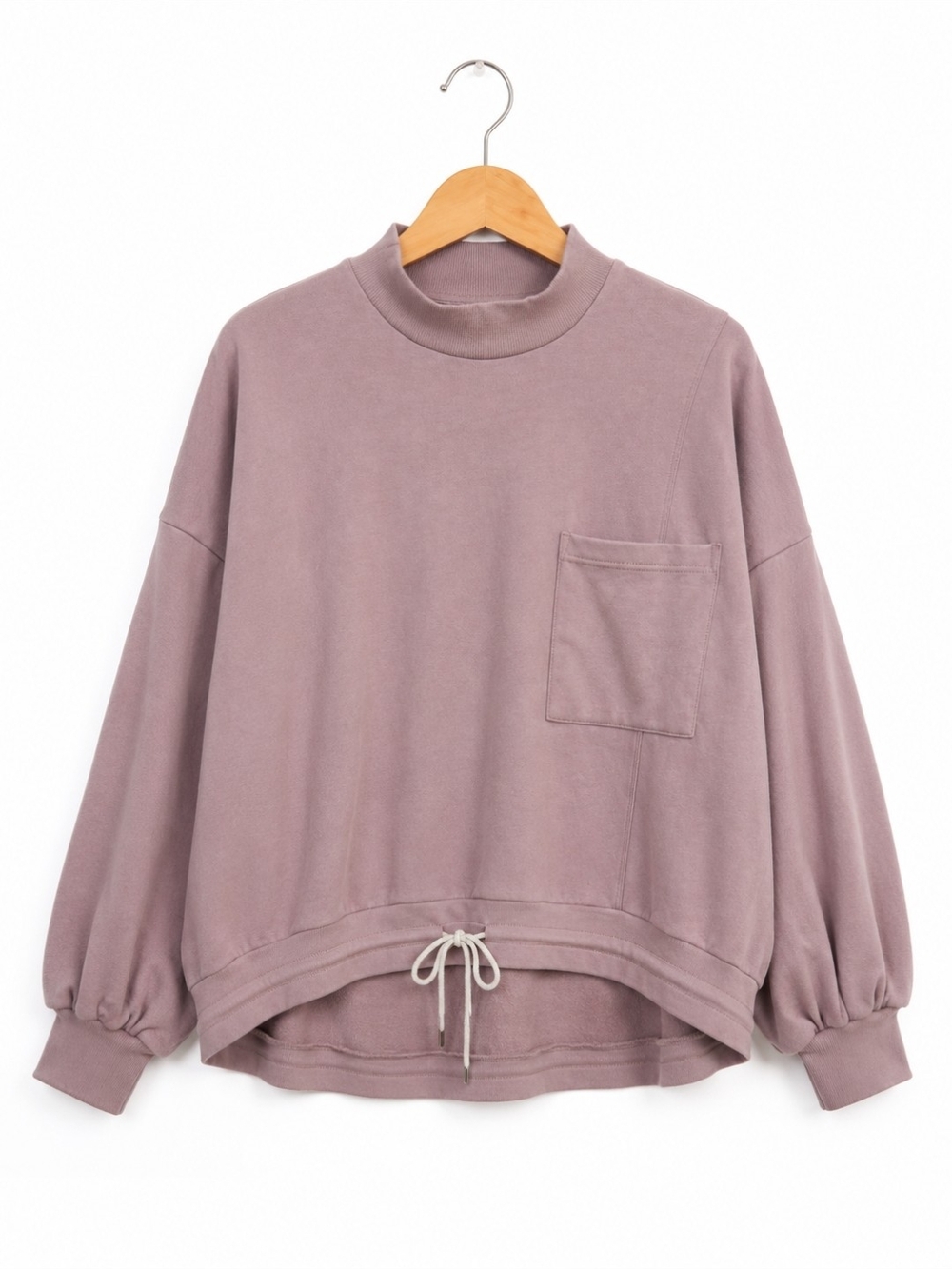 NAP Light Mauve Mock Neck Pocket Sweatshirt Pullover Size S